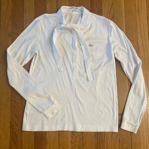 White Lacoste bow knit top blouse 40 US M